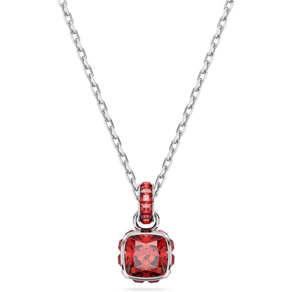 Swarovski Birthstone pendant Square cut July Red Rhodium FinishedSwarovski Birthstone pendant Square cut July Red Rhodium Finished