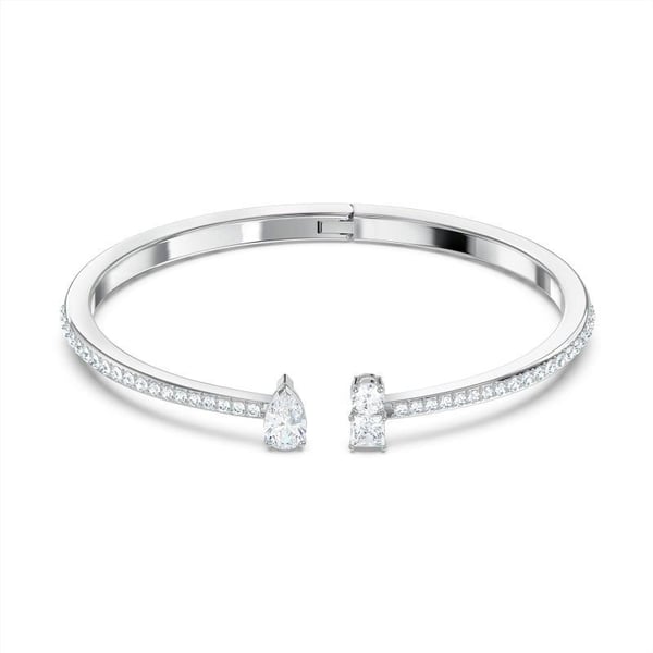 SWAROVSKI Attract Cuff Bracelet Jewelry Collection Rhodium Tone Finish Clear CrystalsLarge