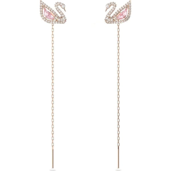 SWAROVSKI Dazzling Swan Jewelry Collection Blue Crystals Pink Crystals Clear CrystalsPierced Earrings  Rose Gold Tone