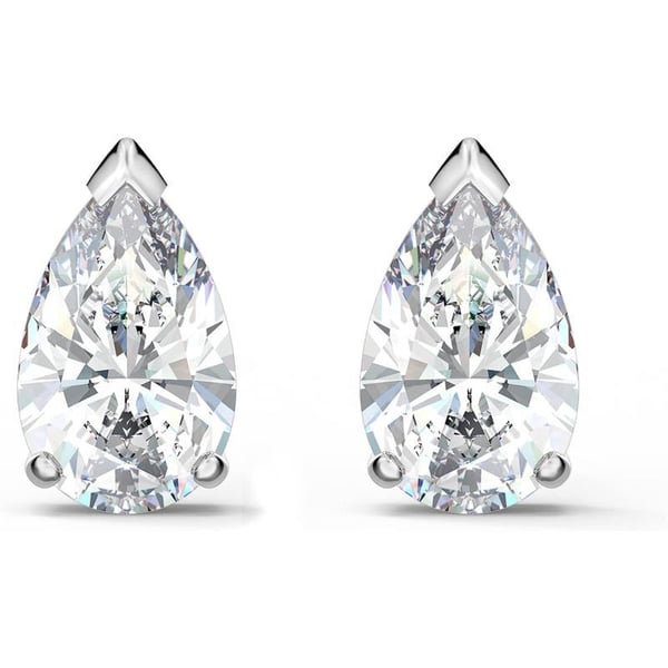 Swarovski Attract Pear Jewelry Collection Rhodium Finish Clear CrystalsStud Pierced Earrings