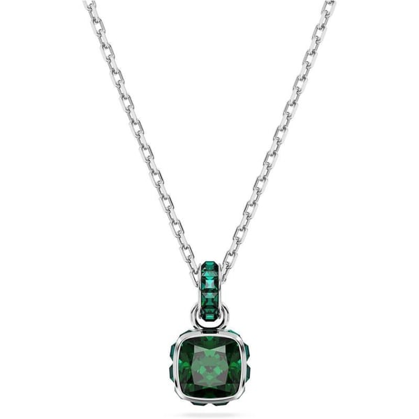 Swarovski Birthstone pendant Square cut May Green Rhodium FinishedSwarovski Birthstone pendant Square cut May Green Rhodium Finished