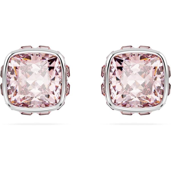 Swarovski Birthstone stud earrings Square cut June Pink Rhodium FinishedSwarovski Birthstone stud earrings Square cut June Pink Rhodium Finished