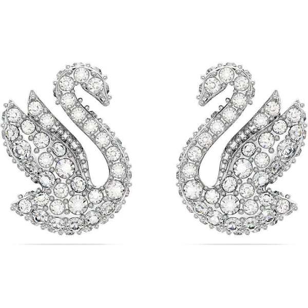 Swarovski Iconic Swan Crystal Necklace Earrings Bracelet Jewelry Collection Clear Crystals on a Rhodium Tone FinishStud Earrings