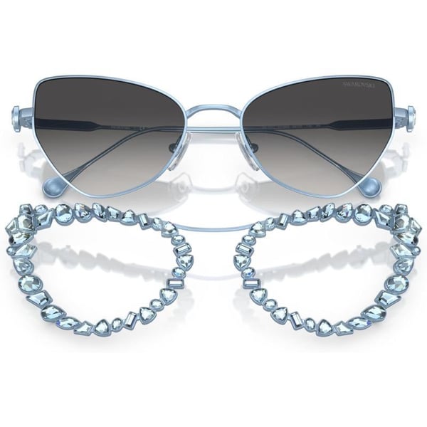 Swarovski Womens Sk 7011 with Crystal Clipon Butterfly SunglassesLight Blue MatteGrey Gradient