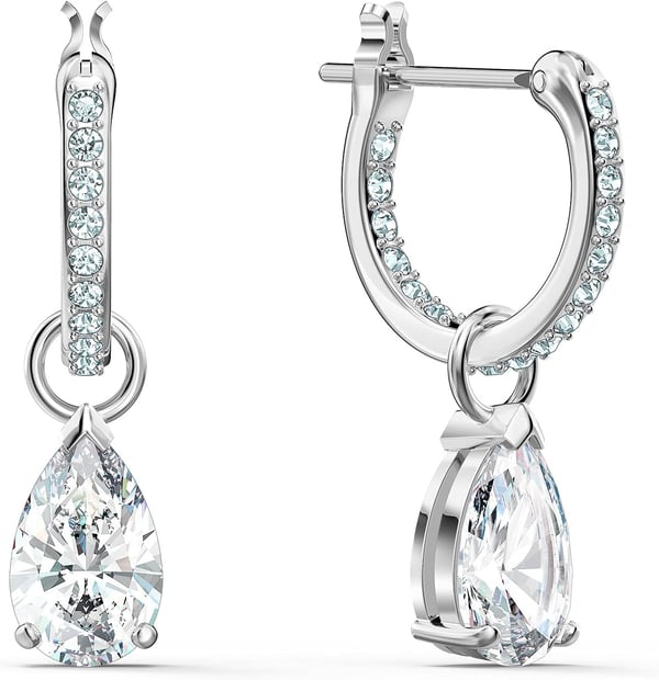 Swarovski Attract Necklace Earring and Bracelet Crystal Jewelry Collection Rhodium Tone FinishHoop Earrings