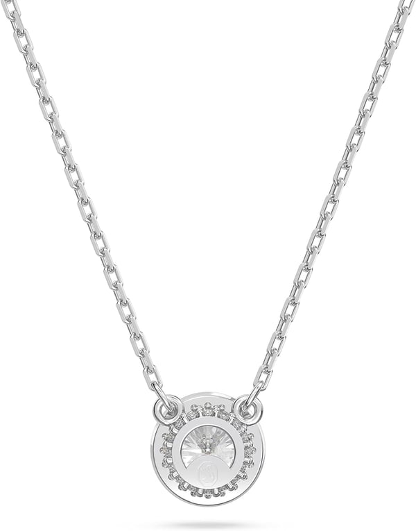 Swarovski Angelic Pendant with Circular Clear Crystal and Clear Crystal Pav on a Rhodium Plated ChainNEW Pendant Necklace