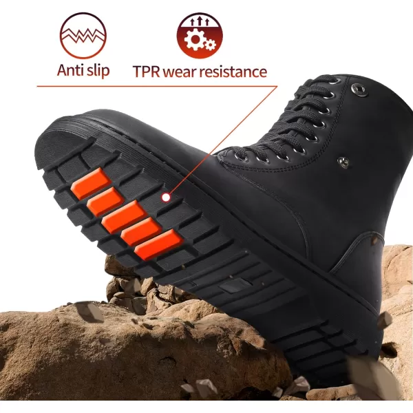 TUOPIN Women Fashion Ankle Boots, PU Lace-up Women's Combat Boots, Fleecing Warm Comfort Chelsea Anti-slip Womens Ankle Boots