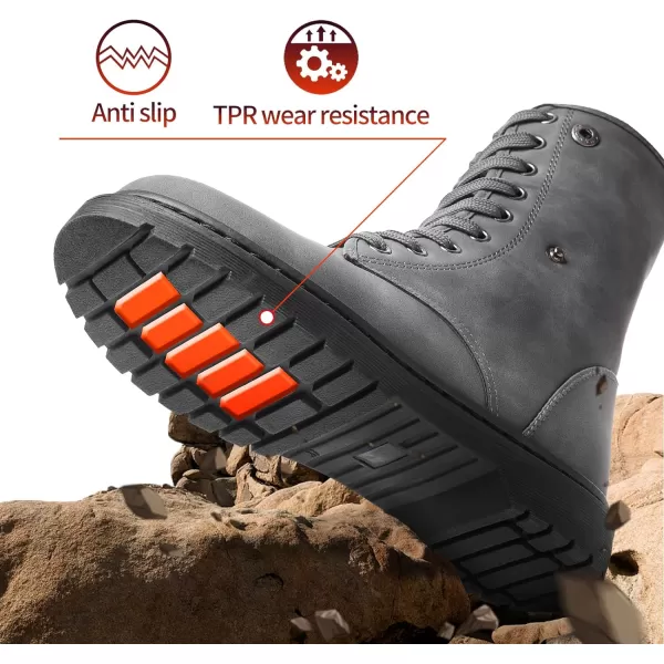 TUOPIN Women Fashion Ankle Boots, PU Lace-up Women's Combat Boots, Fleecing Warm Comfort Chelsea Anti-slip Womens Ankle Boots