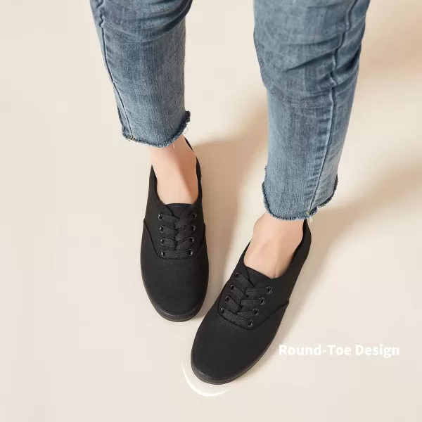 TUOPIN Womens White Canvas Sneakers Low Top Lace-up Canvas Shoes Lightweight Casual Tennis Shoes…