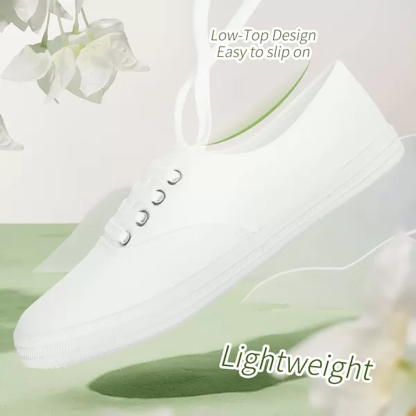 TUOPIN Womens White Canvas Sneakers Low Top Lace-up Canvas Shoes Lightweight Casual Tennis Shoes…
