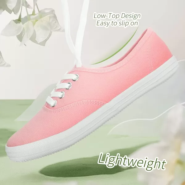TUOPIN Womens White Canvas Sneakers Low Top Lace-up Canvas Shoes Lightweight Casual Tennis Shoes…