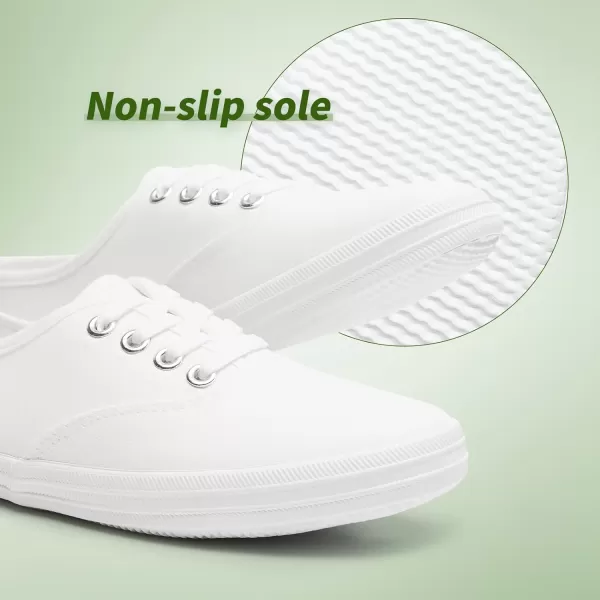 TUOPIN Womens White Canvas Sneakers Low Top Lace-up Canvas Shoes Lightweight Casual Tennis Shoes…