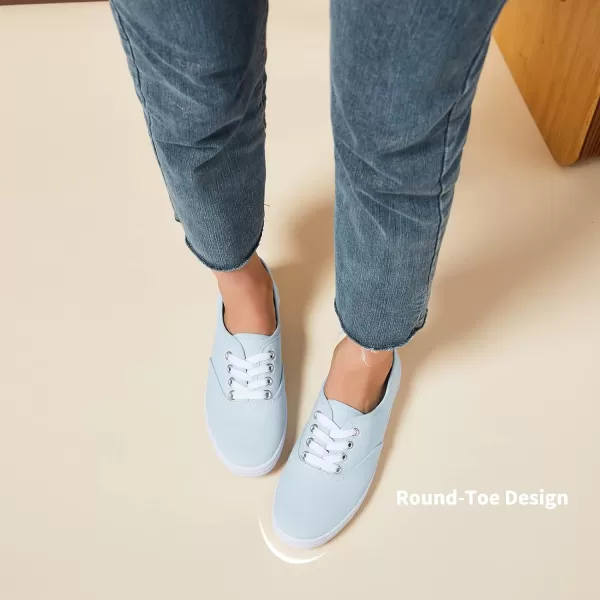 TUOPIN Womens White Canvas Sneakers Low Top Lace-up Canvas Shoes Lightweight Casual Tennis Shoes…