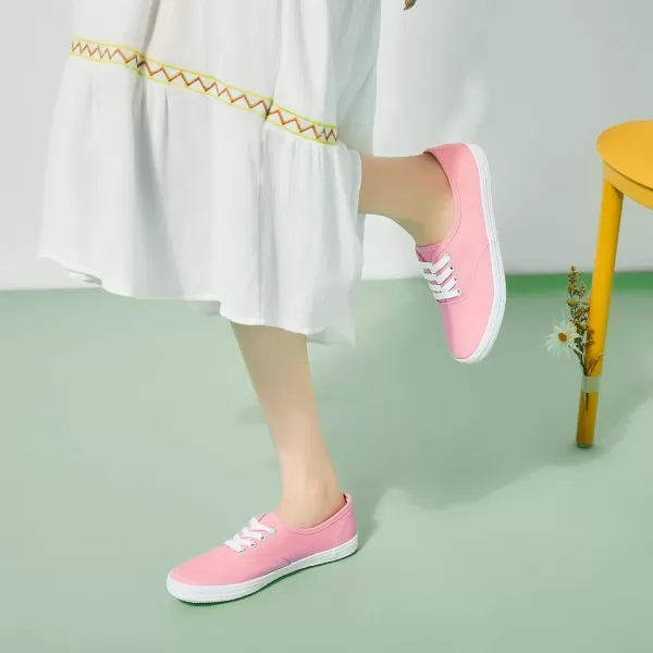 TUOPIN Womens White Canvas Sneakers Low Top Lace-up Canvas Shoes Lightweight Casual Tennis Shoes…