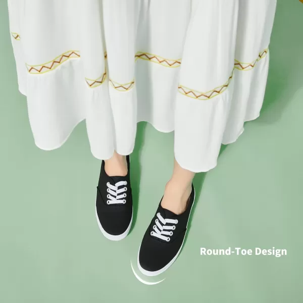 TUOPIN Womens White Canvas Sneakers Low Top Lace-up Canvas Shoes Lightweight Casual Tennis Shoes…