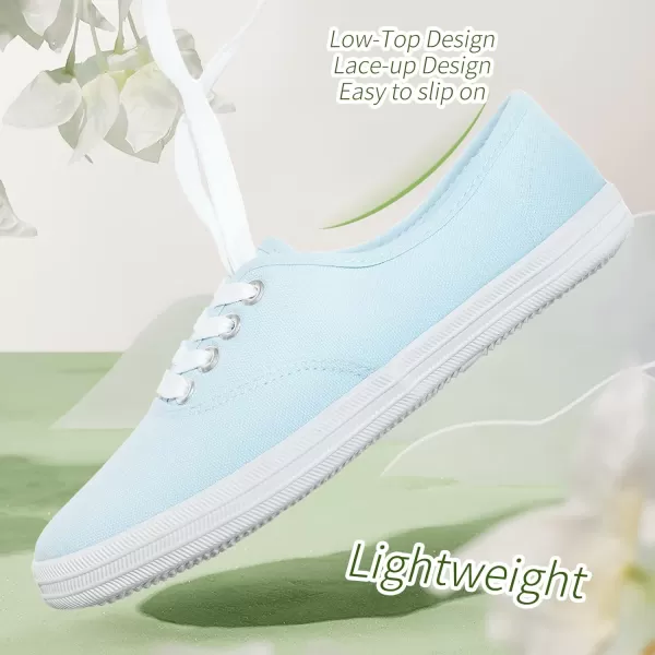TUOPIN Womens White Canvas Sneakers Low Top Lace-up Canvas Shoes Lightweight Casual Tennis Shoes…