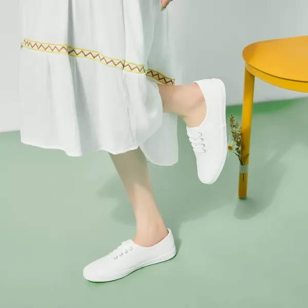 TUOPIN Womens White Canvas Sneakers Low Top Lace-up Canvas Shoes Lightweight Casual Tennis Shoes…
