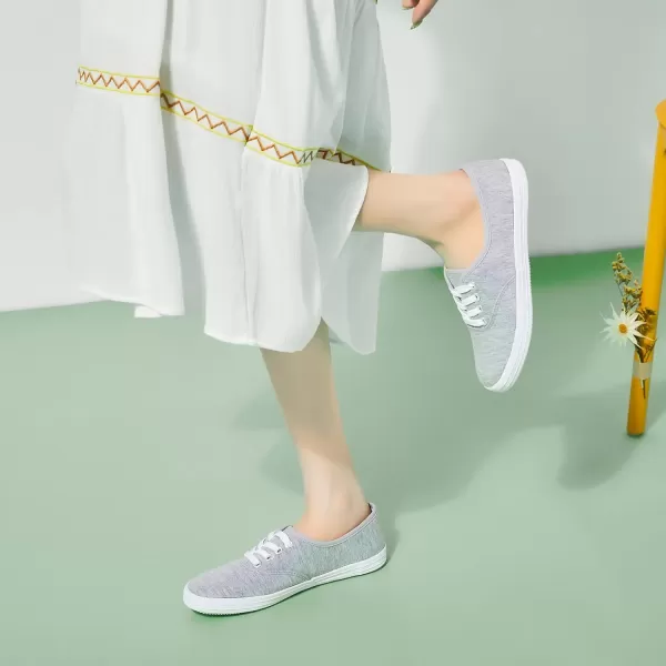 TUOPIN Womens White Canvas Sneakers Low Top Lace-up Canvas Shoes Lightweight Casual Tennis Shoes…