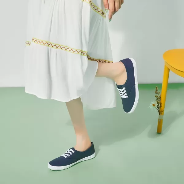 TUOPIN Womens White Canvas Sneakers Low Top Lace-up Canvas Shoes Lightweight Casual Tennis Shoes…