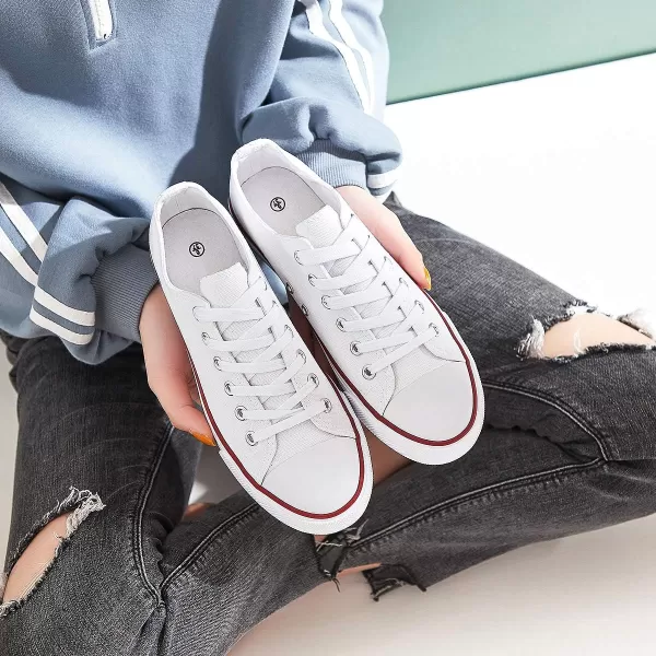 hash bubbie White Sneakers for Women Low Top Canvas Shoes Womens Canvas Sneakers Women's Fashion Sneakers Slip on Casual Tennis Shoes