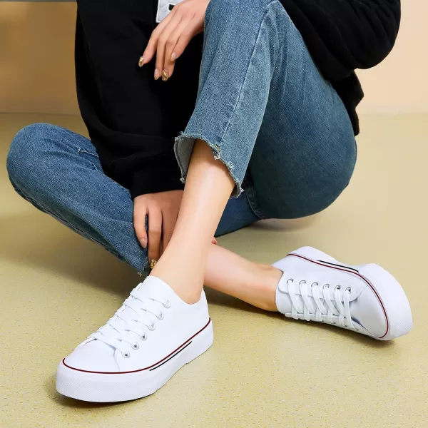 hash bubbie White Sneakers for Women Low Top Canvas Shoes Womens Canvas Sneakers Women's Fashion Sneakers Slip on Casual Tennis Shoes