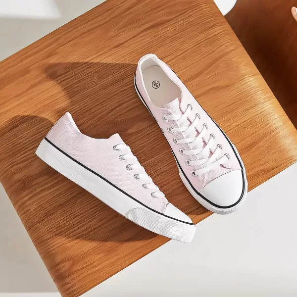 hash bubbie White Sneakers for Women Low Top Canvas Shoes Womens Canvas Sneakers Women's Fashion Sneakers Slip on Casual Tennis Shoes