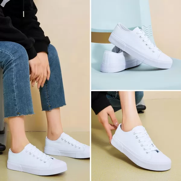 hash bubbie White Sneakers for Women Low Top Canvas Shoes Womens Canvas Sneakers Women's Fashion Sneakers Slip on Casual Tennis Shoes