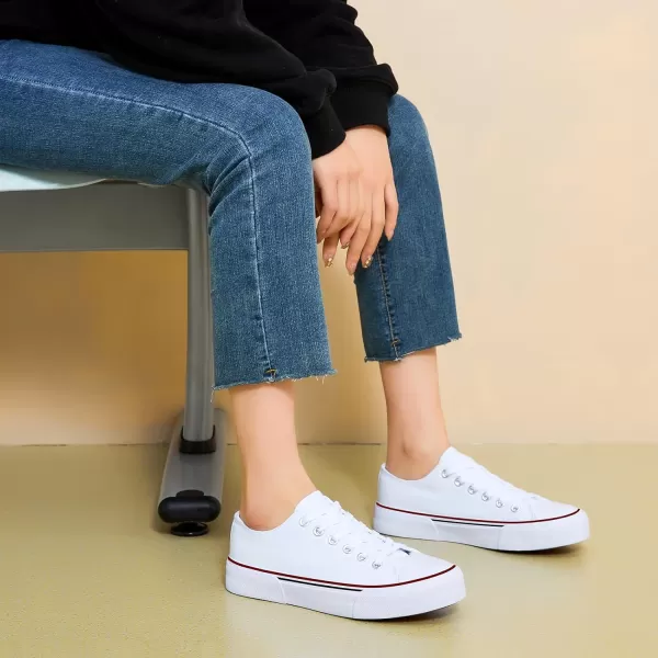 hash bubbie White Sneakers for Women Low Top Canvas Shoes Womens Canvas Sneakers Women's Fashion Sneakers Slip on Casual Tennis Shoes