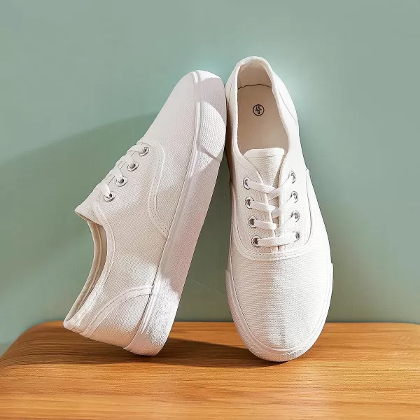 hash bubbie White Sneakers for Women Womens Canvas Shoes Women's Fashion Canvas Sneakers Lace up Casual Shoes for Walking