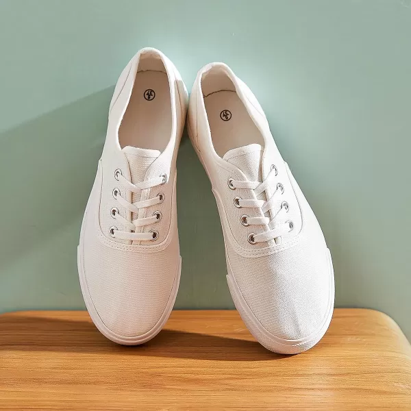 hash bubbie White Sneakers for Women Womens Canvas Shoes Women's Fashion Canvas Sneakers Lace up Casual Shoes for Walking