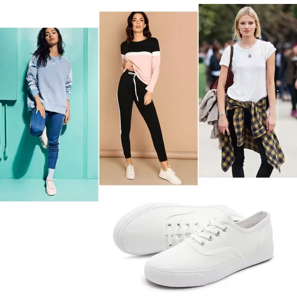 hash bubbie White Sneakers for Women Womens Canvas Shoes Women's Fashion Canvas Sneakers Lace up Casual Shoes for Walking
