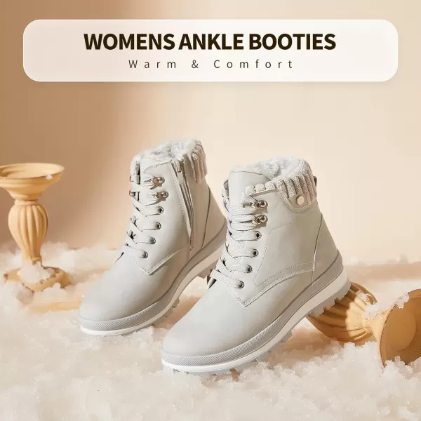 hash bubbie Women's Combat Boots Black Platform Boots Non Slip Waterproof Ankle Boots Fall Winter Hiking Boots White Fuzzy Snow Boots for women with Zipper