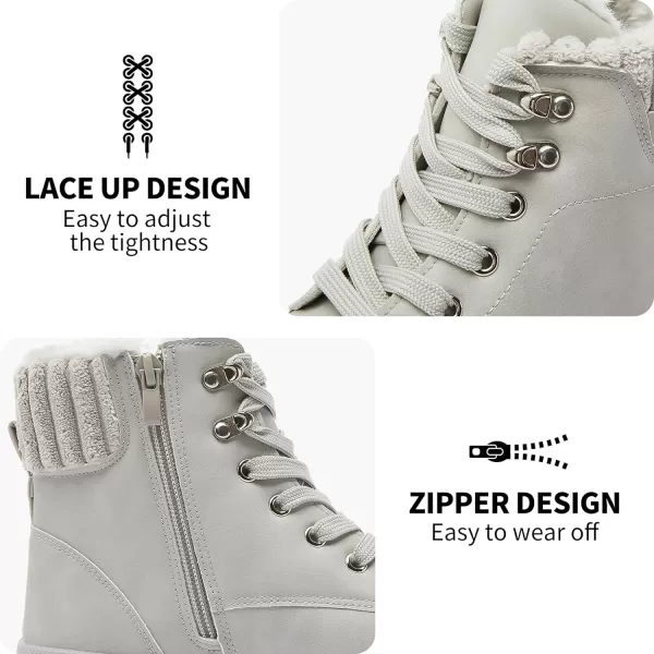 hash bubbie Women's Combat Boots Black Platform Boots Non Slip Waterproof Ankle Boots Fall Winter Hiking Boots White Fuzzy Snow Boots for women with Zipper