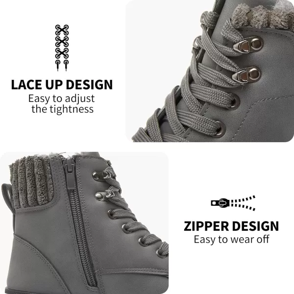 hash bubbie Women's Combat Boots Black Platform Boots Non Slip Waterproof Ankle Boots Fall Winter Hiking Boots White Fuzzy Snow Boots for women with Zipper