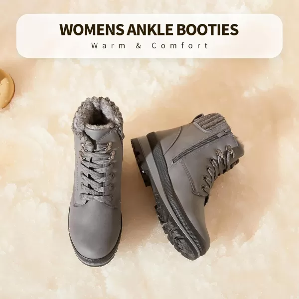 hash bubbie Women's Combat Boots Black Platform Boots Non Slip Waterproof Ankle Boots Fall Winter Hiking Boots White Fuzzy Snow Boots for women with Zipper