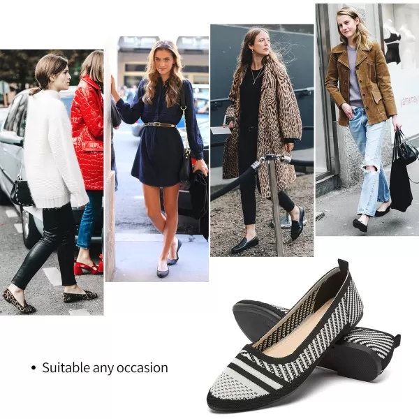 hash bubbie Women's Flats Shoes Women Comfortable Dress Shoes Black Pointed Toe Flats Ballet Mesh Knit Flat Dressy Slip on Business Casual Shoes for Women