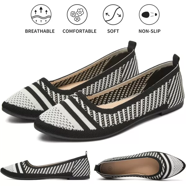 hash bubbie Women's Flats Shoes Women Comfortable Dress Shoes Black Pointed Toe Flats Ballet Mesh Knit Flat Dressy Slip on Business Casual Shoes for Women