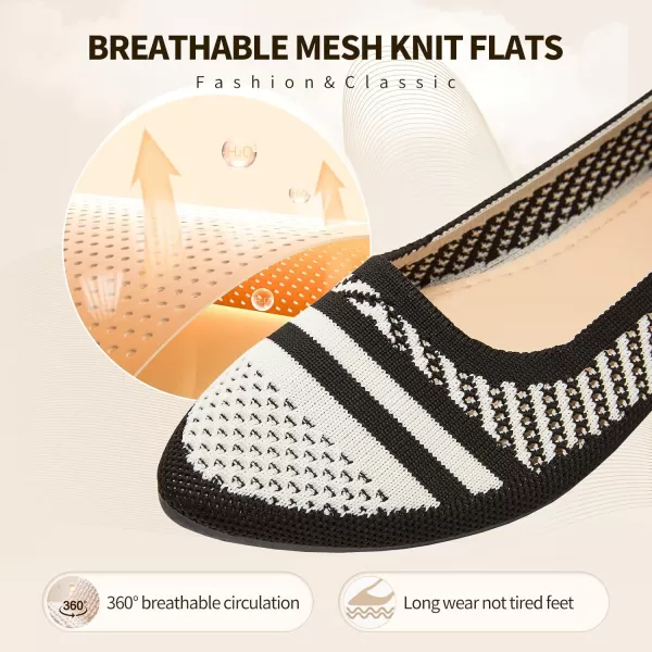 hash bubbie Women's Flats Shoes Women Comfortable Dress Shoes Black Pointed Toe Flats Ballet Mesh Knit Flat Dressy Slip on Business Casual Shoes for Women