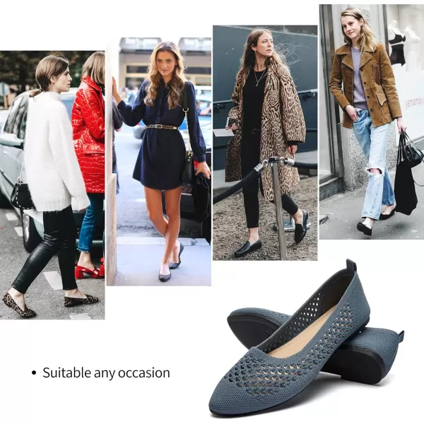 hash bubbie Women's Flats Shoes Women Comfortable Dress Shoes Black Pointed Toe Flats Ballet Mesh Knit Flat Dressy Slip on Business Casual Shoes for Women
