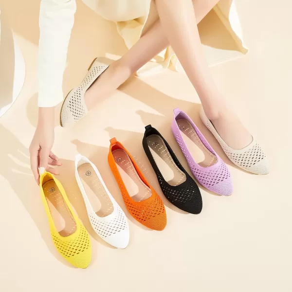 hash bubbie Women's Flats Shoes Women Comfortable Dress Shoes Black Pointed Toe Flats Ballet Mesh Knit Flat Dressy Slip on Business Casual Shoes for Women