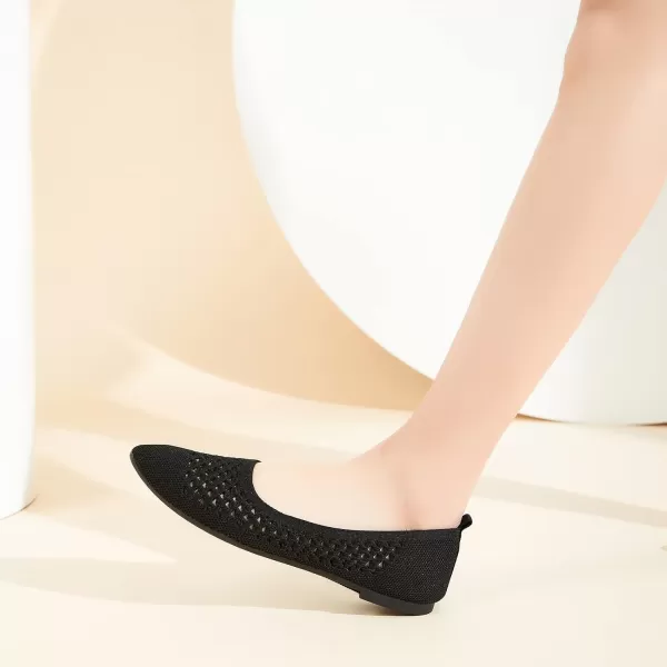 hash bubbie Women's Flats Shoes Women Comfortable Dress Shoes Black Pointed Toe Flats Ballet Mesh Knit Flat Dressy Slip on Business Casual Shoes for Women