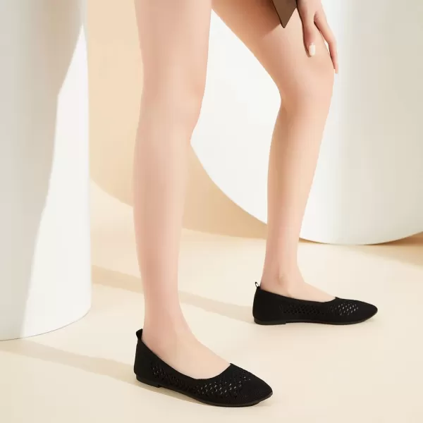 hash bubbie Women's Flats Shoes Women Comfortable Dress Shoes Black Pointed Toe Flats Ballet Mesh Knit Flat Dressy Slip on Business Casual Shoes for Women