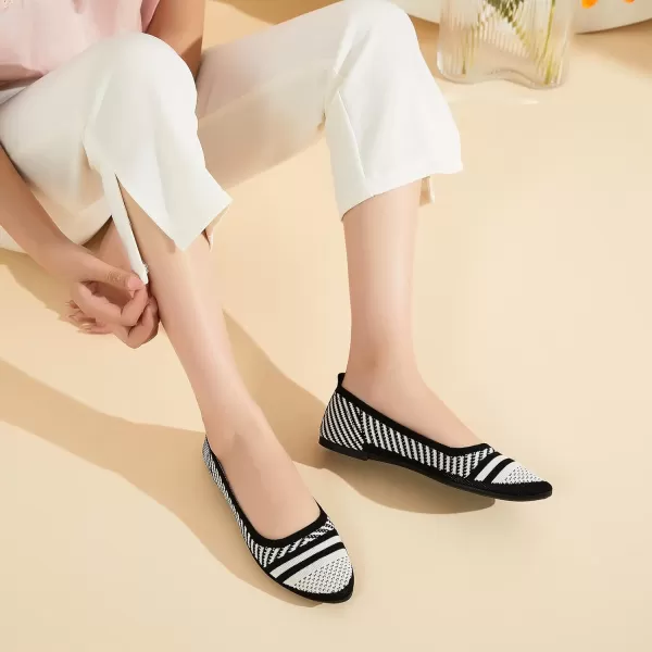 hash bubbie Women's Flats Shoes Women Comfortable Dress Shoes Black Pointed Toe Flats Ballet Mesh Knit Flat Dressy Slip on Business Casual Shoes for Women