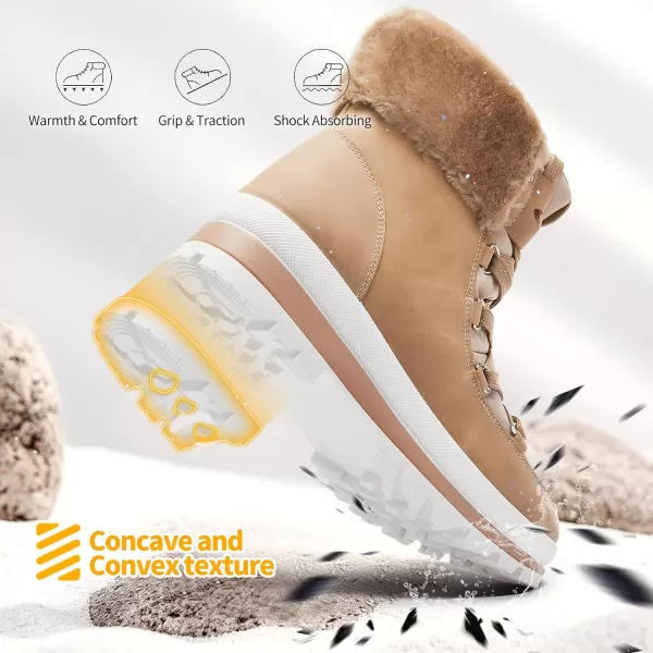 hash bubbie Women's Fuzzy Mid-Calf Boots Lace up Snow Boots for women Non Slip Combat Boots Black Winter Boots White Combat Boots