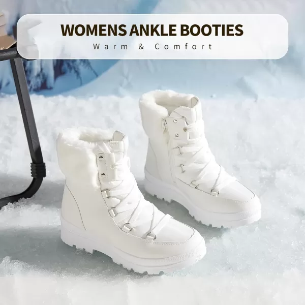 hash bubbie Women's Fuzzy Mid-Calf Boots Lace up Snow Boots for women Non Slip Combat Boots Black Winter Boots White Combat Boots