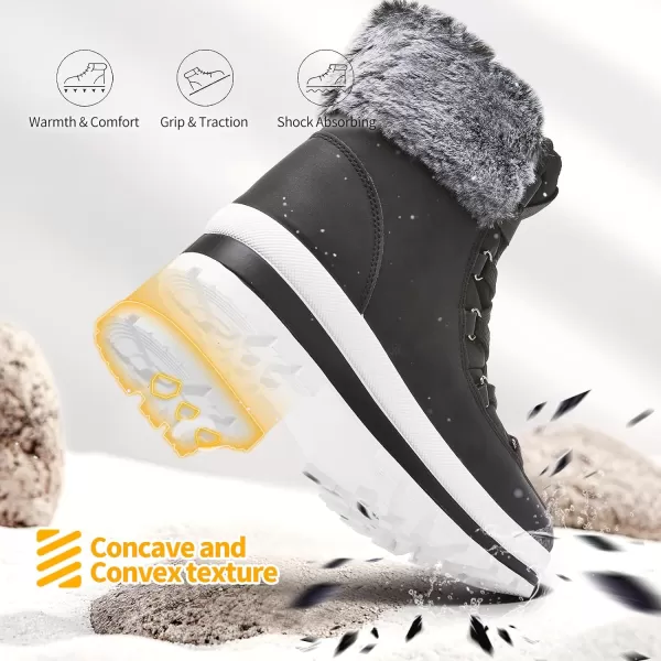 hash bubbie Women's Fuzzy Mid-Calf Boots Lace up Snow Boots for women Non Slip Combat Boots Black Winter Boots White Combat Boots