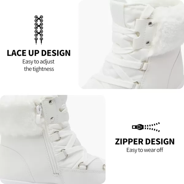 hash bubbie Women's Fuzzy Mid-Calf Boots Lace up Snow Boots for women Non Slip Combat Boots Black Winter Boots White Combat Boots