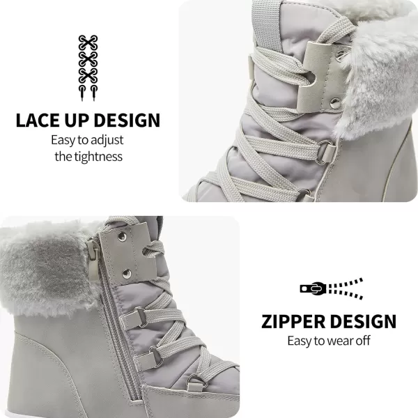 hash bubbie Women's Fuzzy Mid-Calf Boots Lace up Snow Boots for women Non Slip Combat Boots Black Winter Boots White Combat Boots