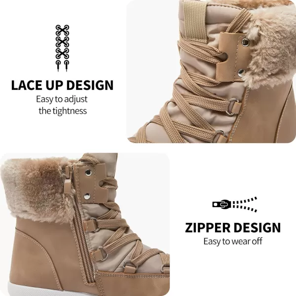 hash bubbie Women's Fuzzy Mid-Calf Boots Lace up Snow Boots for women Non Slip Combat Boots Black Winter Boots White Combat Boots