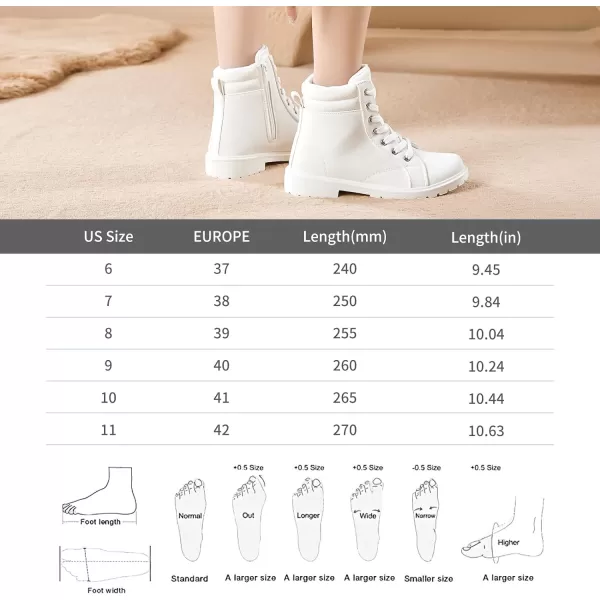 hash bubbie Women's Waterproof Ankle Boots Non Slip Combat Boots Black Fuzzy Winter Boots White Lace up Snow Boots for women Fall Boots with Zipper